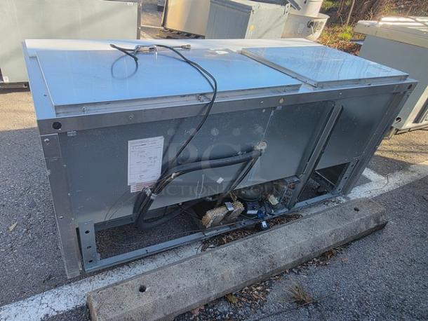 Continental SW72-30M 72″ commercial sandwich prep unit, stainless steel, visible wear, includes wiring and compressor unit.