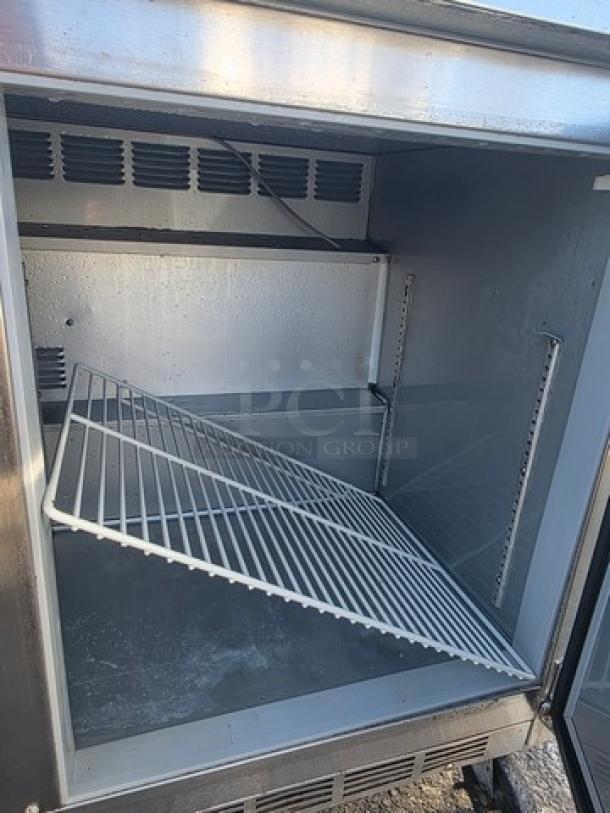 Beverage Air WTR72AY Worktop Refrigerator, 72" stainless steel, adjustable shelves, excellent condition, interior view.