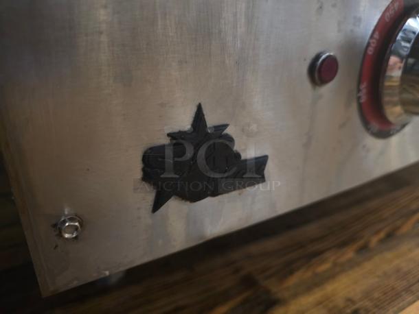 Star Max 48" electric griddle, stainless steel, 3 PH, featuring Star Max logo, control knob visible, good condition.