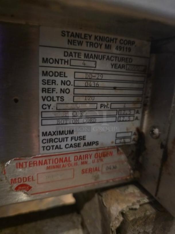 International Dairy Queen DD29 double level food warmer, model DD29, by Stanley Knight Corp. Serial No. 0436, 120 volts.