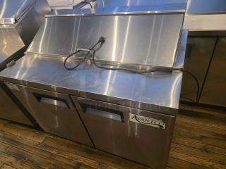 Avantco 178APT48HC 47" 2 Door Refrigerated Sandwich Prep Table; stainless steel, clean exterior, with Avantco logo.