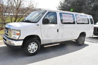 2012 Ford E-350 Van, white, with 4 removable back seats. Odometer: 96,764 miles. VIN: 1FBSS3BL3CDA01043.