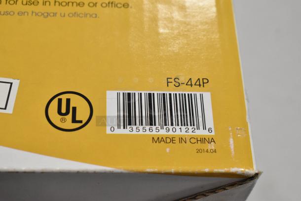 Royal Sovereign FS-44P coin sorter in original box, UL marked, barcode, "Made in China", model number visible.