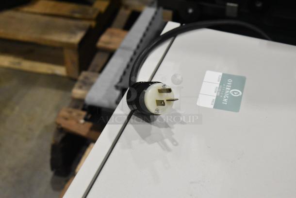 Beckman Coulter Allegra 25R Centrifuge, 208V, 1 Phase, shown with power plug, label indicates use instructions.