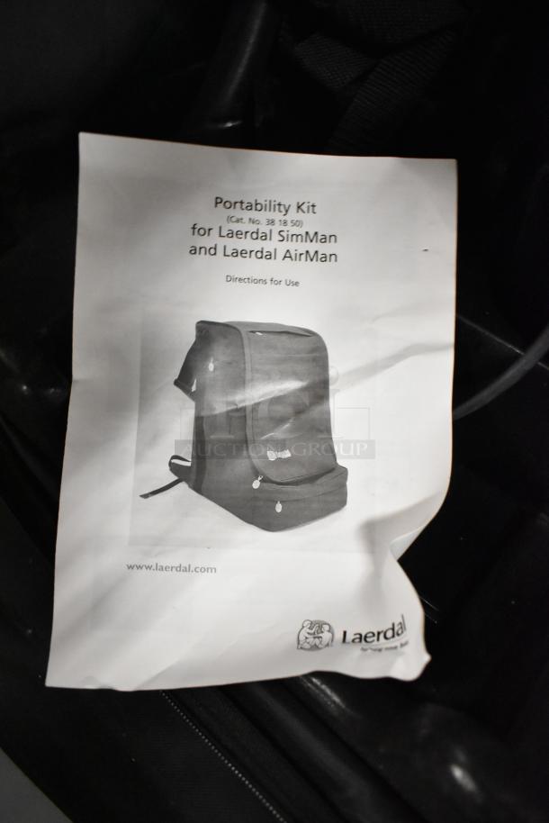 Laerdal SimMan AirMan Portability Kit Bag with Regulator; includes manual, featuring storage and portability features.
