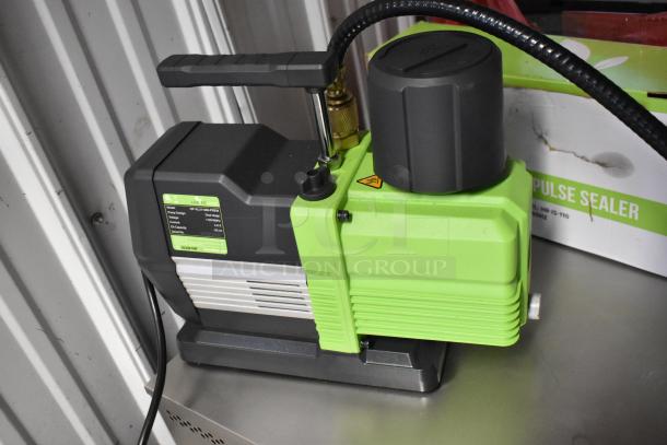 Harvest Right HRFDL stainless steel home freeze dryer, 115V, 1 phase, shown with attached vacuum pump in used condition.