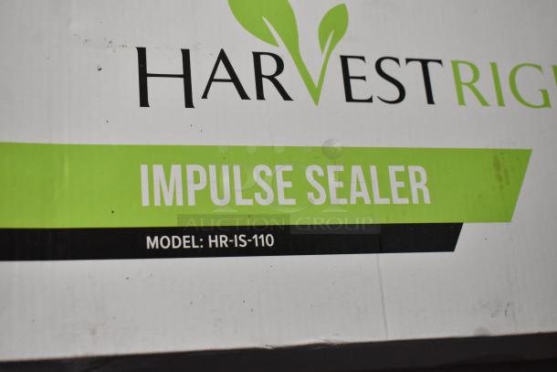 Box labeled "Harvest Right Impulse Sealer, Model: HR-IS-110" with green and black accents.