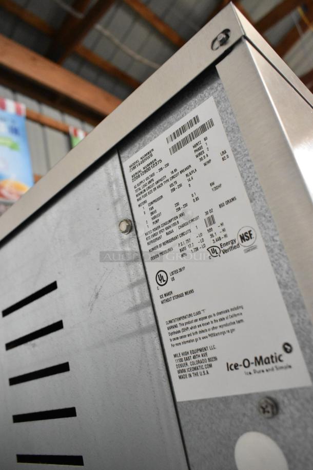 2022 Ice-O-Matic CIM1446HW6, stainless steel, 48" commercial ice machine, half dice cubes, on bin. UL and NSF certified.