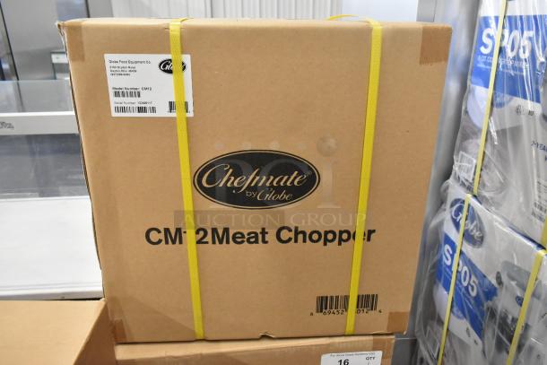 Boxed Globe CM12 Stainless Steel Commercial Meat Chopper, 250 lbs/hr, 115V, 1 Phase, scratch and dent condition.