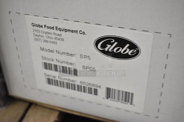 Brand new Globe SP05 5 Qt planetary dough mixer, scratch and dent condition, 115V, 1 phase, Model SP5.