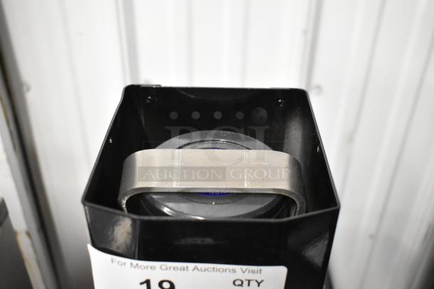 La Marzocco Swift E.P.S.B. metal espresso grinder, missing hoppers, 120V, commercial countertop model. Perfect for a business setup.