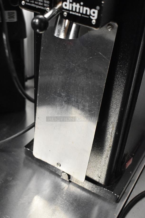 Mahlkonig Ditting KR1203 coffee grinder, metal, commercial use, 120 Volts, 1 Phase, countertop design, visible branding.