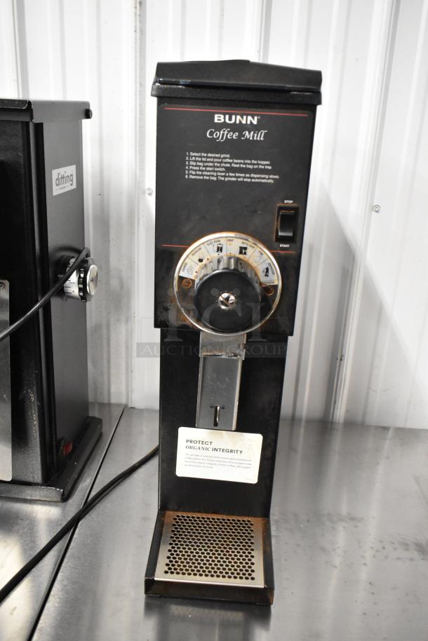 2016 Bunn G3 HD metal commercial coffee grinder, 120V, 1 phase, good condition, with grind selection dial and intact labels.