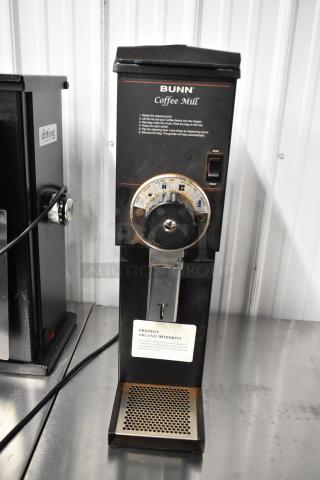 2016 Bunn G3 HD metal commercial coffee grinder, 120V, 1 phase, good condition, with grind selection dial and intact labels.