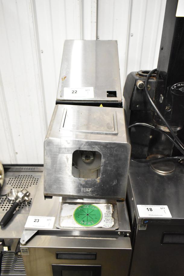 Cornelius NG2000 metal nut butter grinder, commercial countertop model, 120 volts, 1 phase. Visible wear, auction labels.