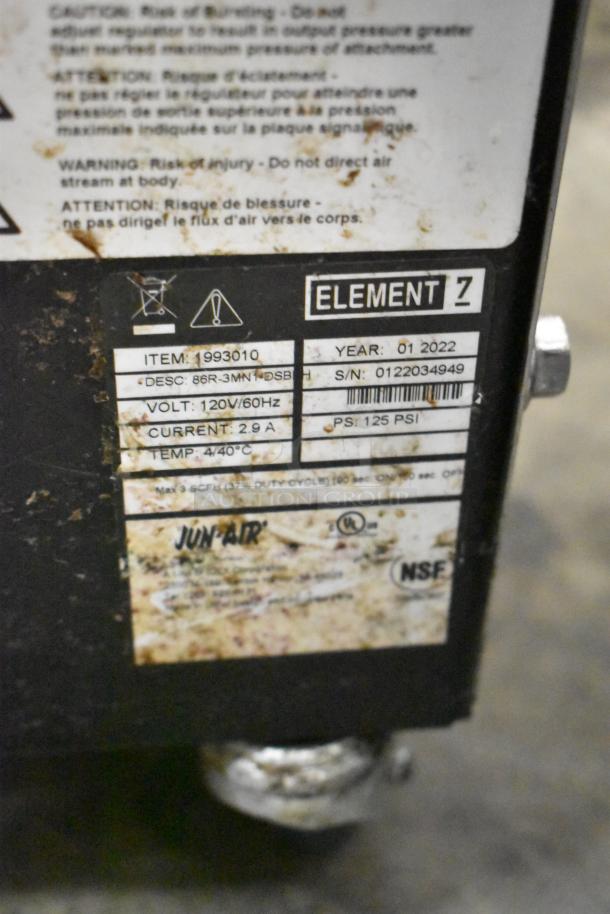 2022 Jun-Air 87R-4MN1-HSBHH Nitro Brew Nitrogen Generator, stainless steel, on casters. 120V, 1 phase. Element 7 label visible.