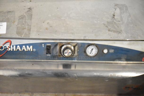 Alto Shaam 500-1D stainless steel warming drawer with temperature controls, 120 volts, single phase. Slight wear visible.