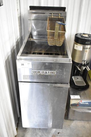 American Range AF-35/50 stainless steel deep fryer, natural gas, 40,000 BTU, includes 1 metal fry basket.