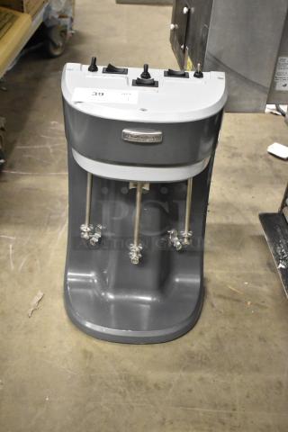Hamilton Beach HMD400 metal 3-head milkshake mixer, commercial countertop model, 120 volts, 1 phase, good condition.