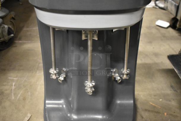 Hamilton Beach HMD400 Metal Commercial 3 Head Milkshake Mixer, countertop model, 120V, 1 Phase, showing mixing head.