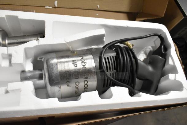 Robot Coupe MP450 Turbo Combi Immersion Blender in packaging, 120 Volts, 1 Phase, includes power cord, excellent condition.