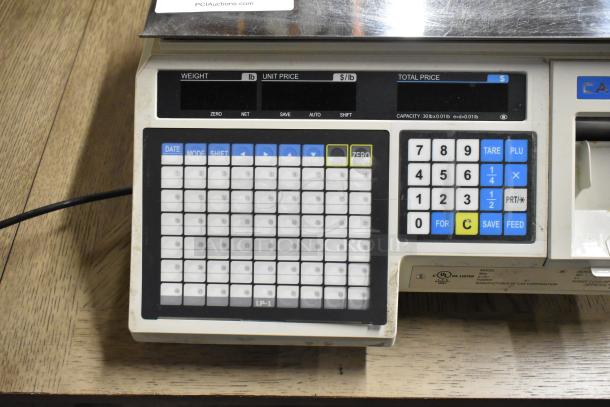 CAS LP-1000 metal countertop scale, 120 volts, 1 phase, visible control panel, used condition, UL listed label.