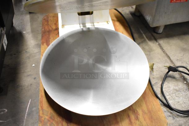 Dough Xpress DM-18 commercial dough press, metal, countertop model, 120 volts, 1 phase, used condition.