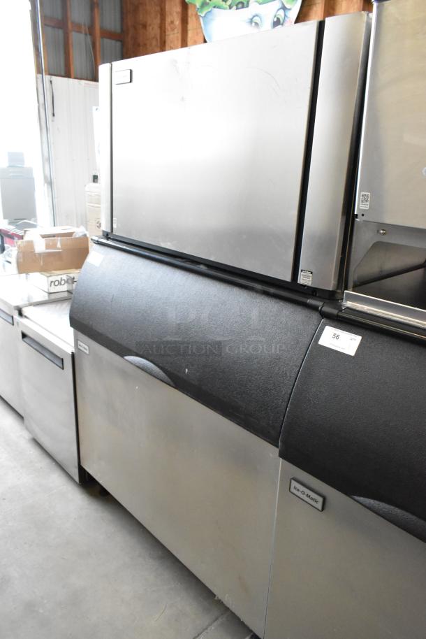 Ice-O-Matic CIM1446HR5 stainless steel commercial ice head on ice bin, 208-230 volts, 1 phase, used condition.