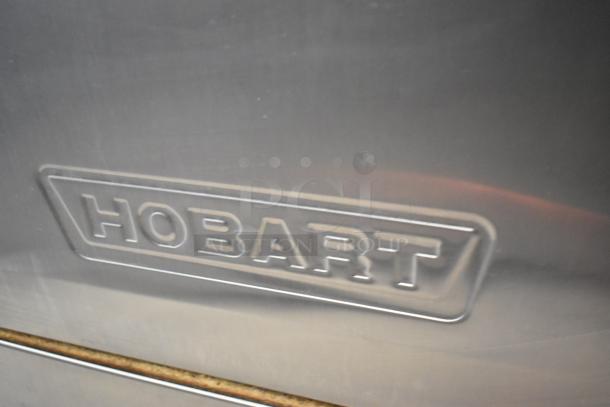Hobart LXEH stainless steel commercial undercounter dishwasher, logo visible. 120/208-240 Volts, 1 Phase.