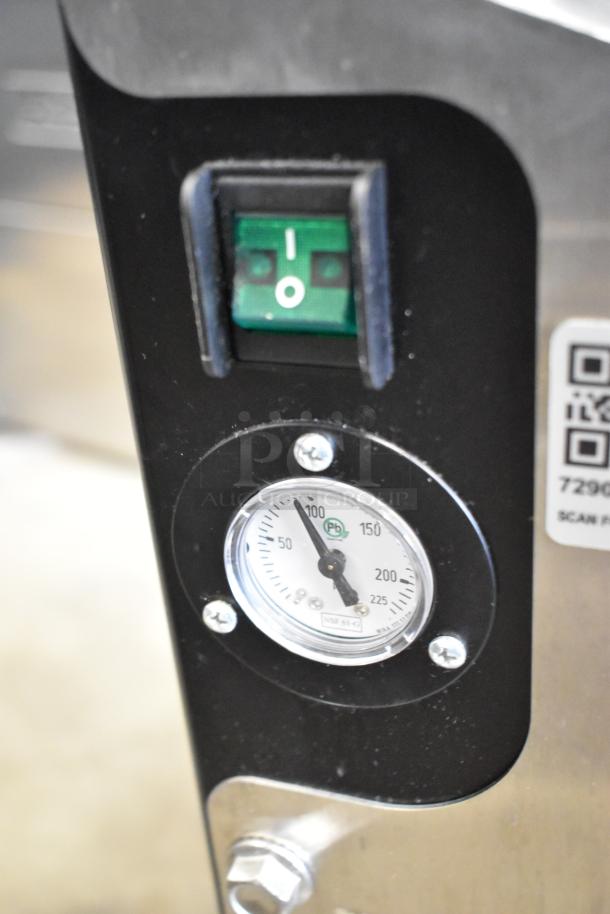 2023 Jun-Air 86R-3MN1-DSBH Nitro Brew Nitrogen Generator with pressure gauge, switch, and QR code. Stainless steel.