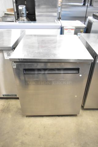2016 Delfield stainless steel undercounter cooler on casters, 115 volts, single door, commercial use, excellent condition.