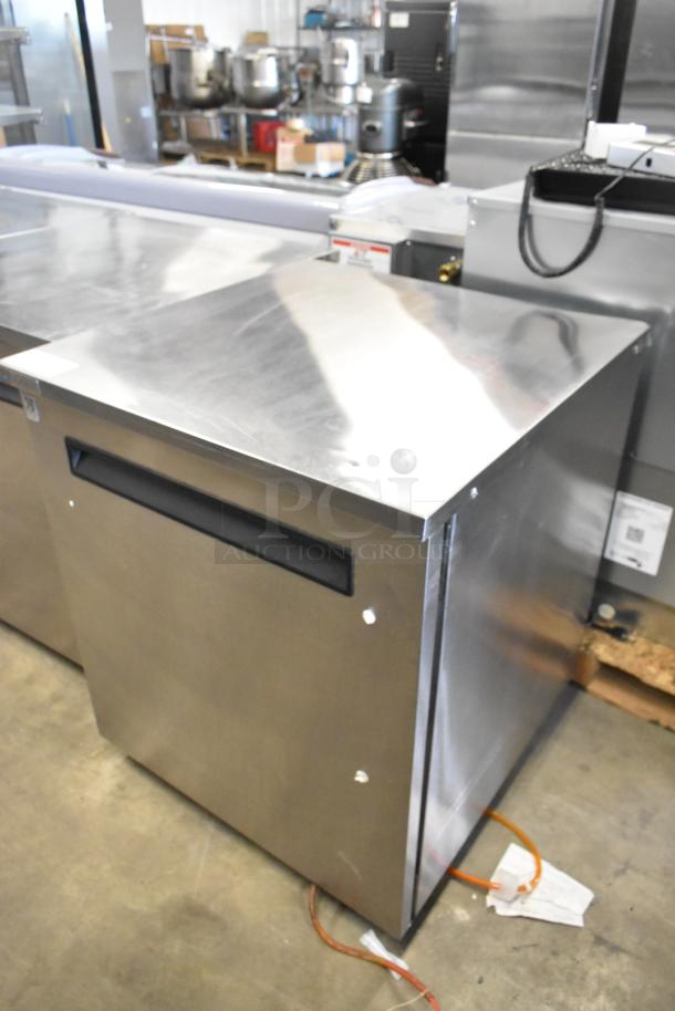 2020 Delfield 406P-STAR2 stainless steel undercounter cooler on commercial casters. Single door, 115 volts, excellent condition.
