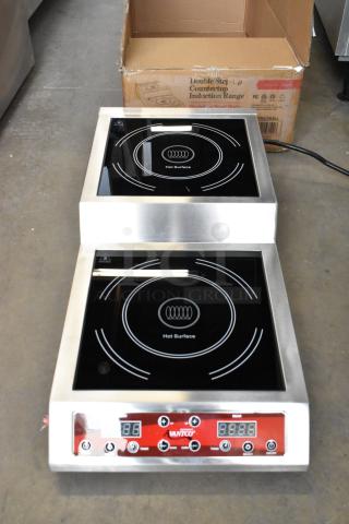 Brand new Avantco 177IC35SU stainless steel double countertop step-up induction range, 208-240V, digital controls, slight box damage.