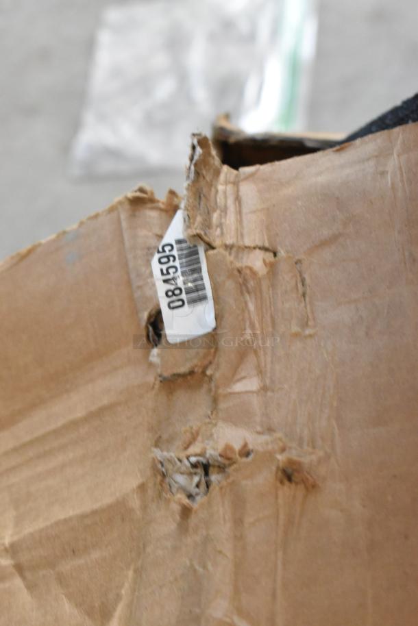 Damaged cardboard box with visible barcode sticker "084595." Box contains RO-2000 Reverse Osmosis system.
