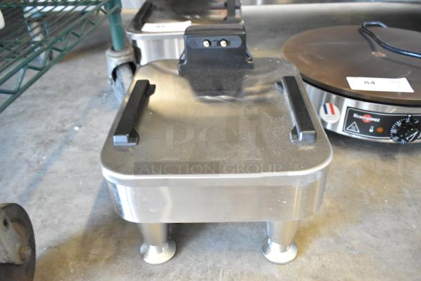 Stainless steel Bunn 1SH STAND commercial countertop satellite server stand, 120 volts, 1 phase, visible mounting brackets.