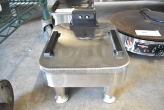 Stainless steel Bunn 1SH STAND commercial countertop satellite server stand, 120 volts, 1 phase, visible mounting brackets.