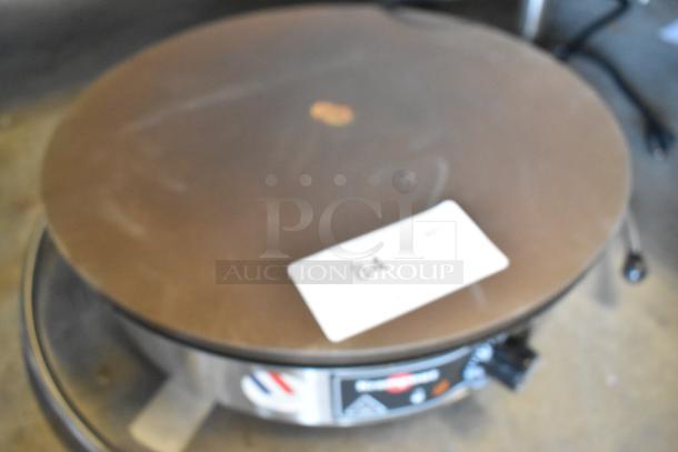 Krampouz CEBIR4 stainless steel crepe maker, countertop model, 120 volts, 1 phase, with visible control panel.