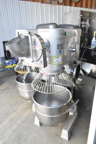 2022 Precision HD-60 Metal Commercial Floor Style 60 Quart Dough Mixer w/ Mixing Bowl, Bowl Guard, and Pelican Head Attachment. 220 Volts, 3 Phase. - Item #1220897