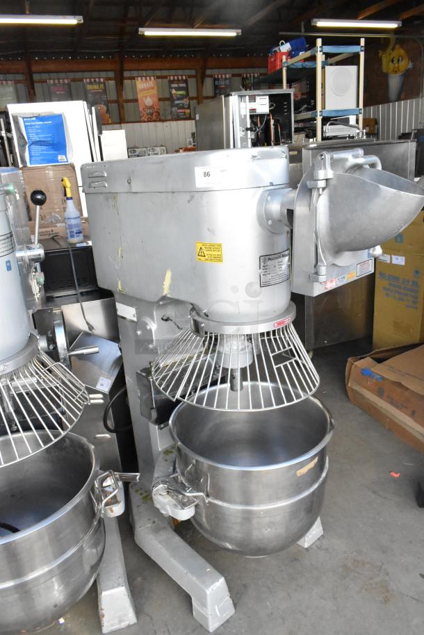 2022 Precision HD-60 metal 60-quart dough mixer with bowl, guard, and pelican head. 220V, 3 phase. Commercial condition.