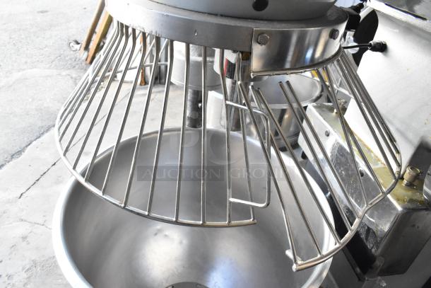 2022 Precision HD-60 metal dough mixer with 60-quart bowl, guard, and Pelican head. Commercial grade, 220V, 3-phase.