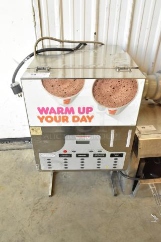 Bunn IMIX-5 commercial cappuccino machine, stainless steel, countertop model. Features multiple drink options. 120/208-240V, 1 Phase.