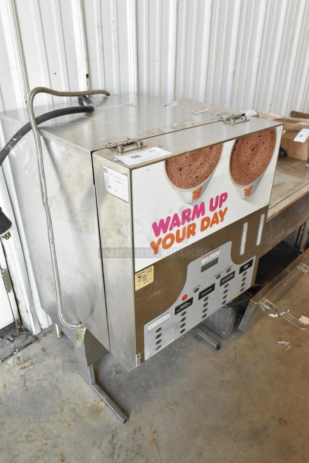 Bunn IMIX-5 stainless steel commercial cappuccino machine, countertop model, 120/208-240 volts, 1 phase, with front graphic display.