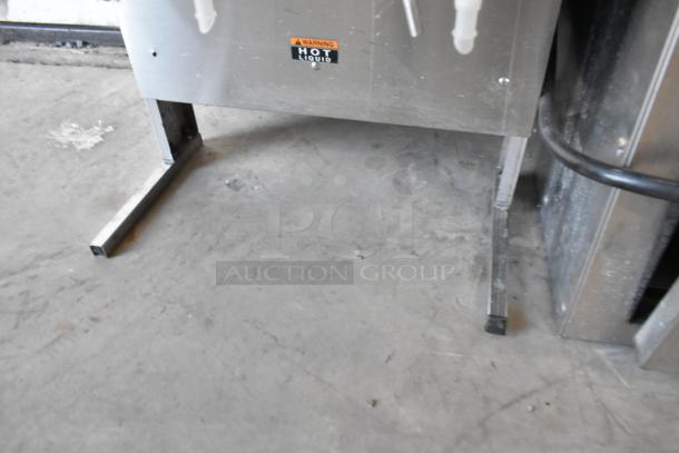 Bunn IMIX-5 stainless steel cappuccino machine, 120/208-240V, warning label for hot liquid, countertop model.