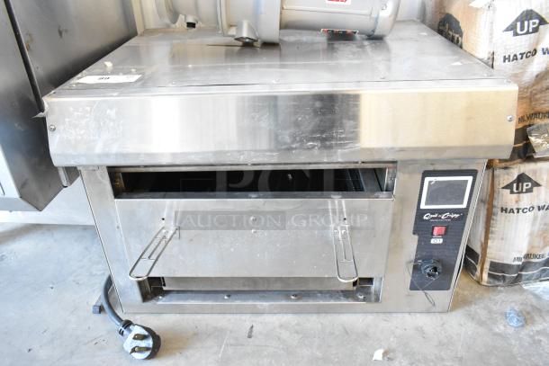 QNC GF5 stainless steel electric ventless fryer, 208V, 1 phase. Appears in good condition with control panel and power cord visible.