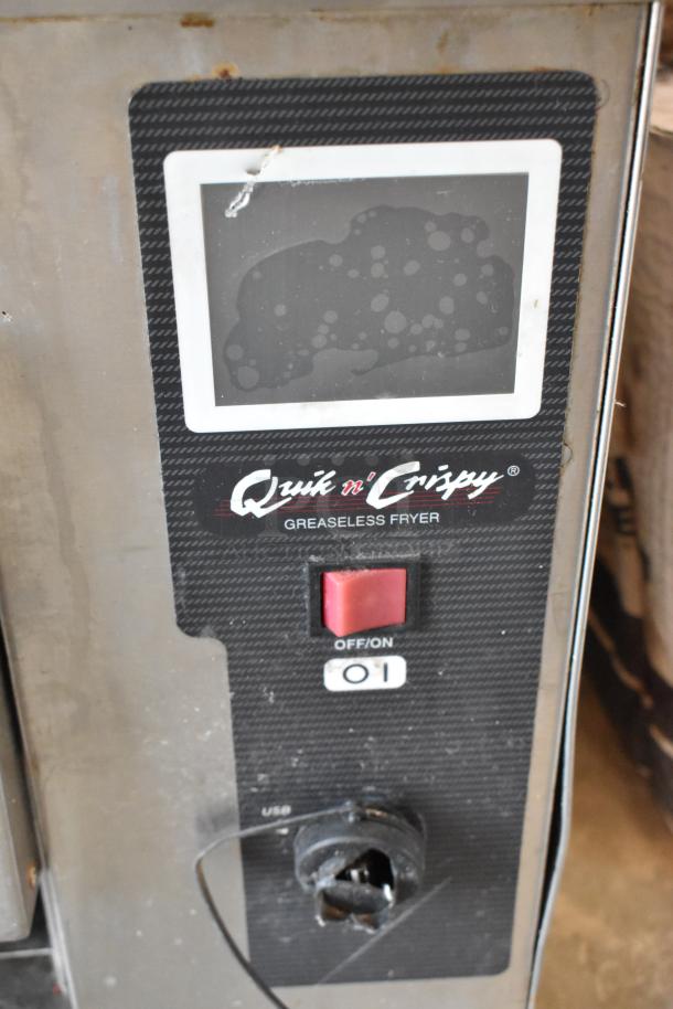 QNC GF5 Stainless Steel Ventless Greaseless Fryer, 208V, 1 Phase, with visible on/off switch and display screen.