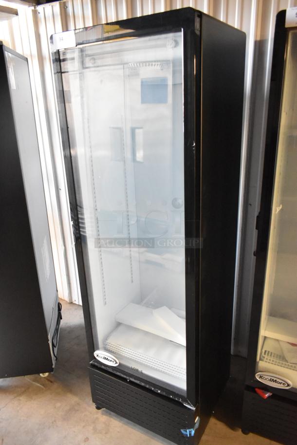 Brand new KoolMore KM-MDR-1GD-10C commercial cooler. Single glass door, poly-coated racks, on casters. 115V, 1 phase. Scratch and dent condition.