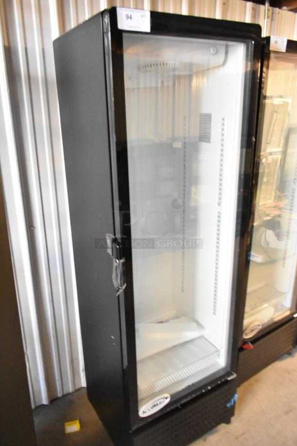 Brand new KoolMore KM-MDR-1GD-10C single door merchandiser cooler, metal, poly coated racks, on casters, 115V, 1-phase.