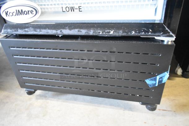 BRAND NEW KoolMore KM-MDR-1GD-10C reach-in cooler, metal, single door, poly coated racks, commercial casters. 115V, 1 Phase.