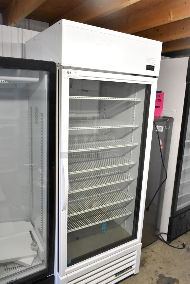 2021 True TSCI-600R-G-PH single door cooler, glass front, poly coated racks, 115V, excellent condition.