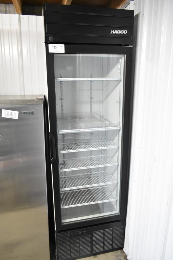 2019 Habco SE18 metal single door cooler. Features poly-coated racks, commercial casters, 115 volts, 1 phase.